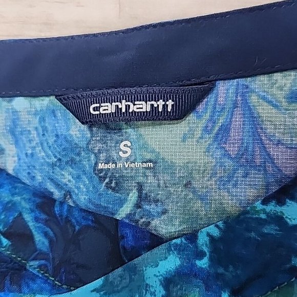 CARHARTT Blue Green Purple Nurse Medical Scrub Uniform Shirt Top Scrubs Small - Picture 5 of 11